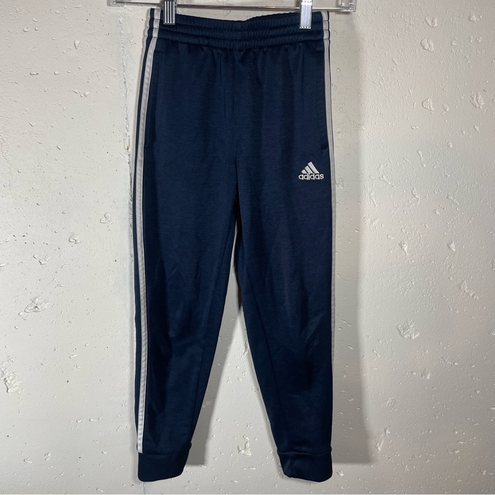 Adidas Kids Dark Blue Joggers with White Stripes